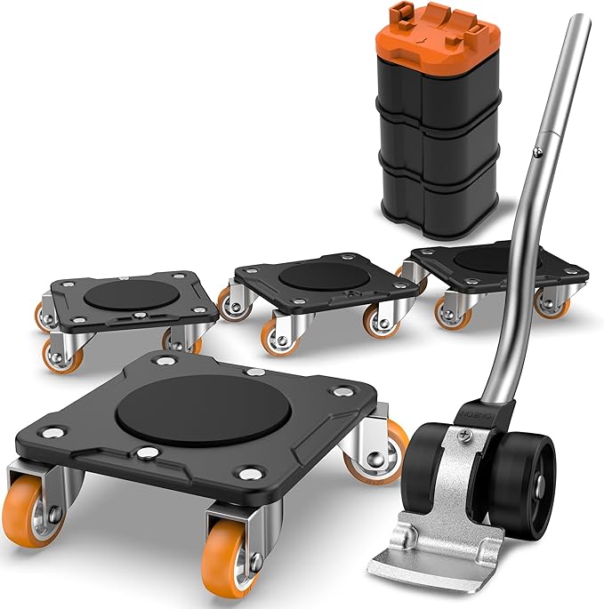 ONEON Furniture Mover Plus, Upgrated to Full Carbon Steel Panels Dolly, Reinforced Rib Design, Increased Weight Capacity, with Furniture Lifter, Easy Heavy Lifting