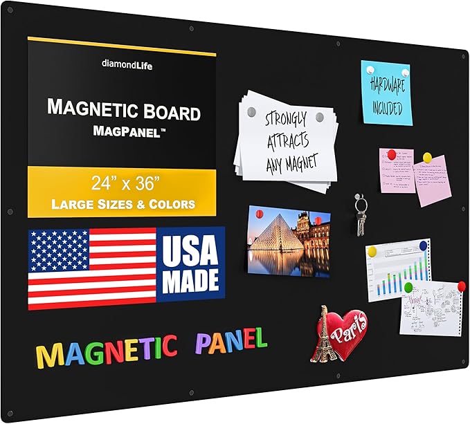 24"x36" - Magnetic Board - Memo & Vision Board for Home, Office, and Classroom - Magnet Board for Kids - Pre-drilled Mounting Screws Included
