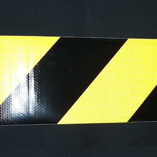 Reflective Tape Yellow Black 8 Inch x 68 Feet, Safety Caution Reflector Strips, Hazard Conspicuity Warning Stickers