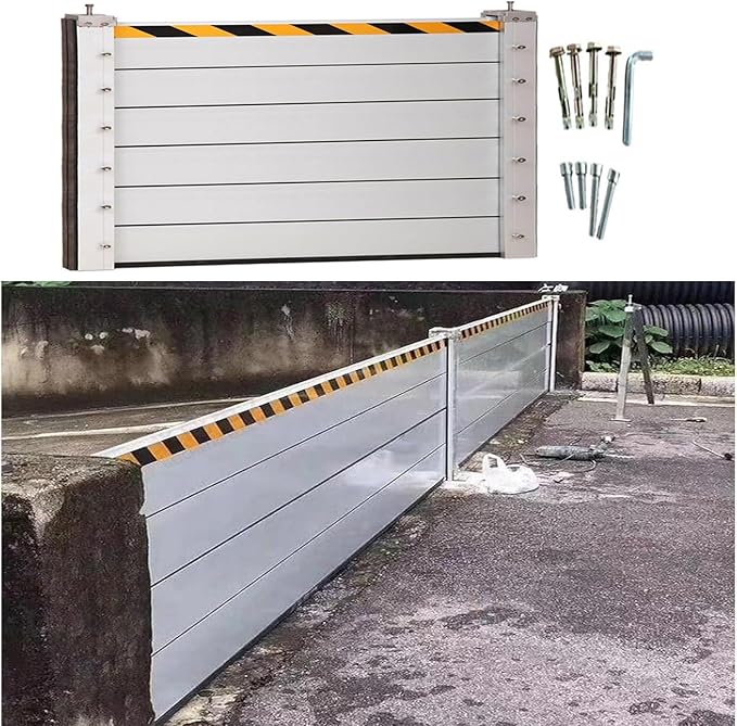 Reusable Aluminum Flood Barriers/Gates for Home Doors, 3/4/5/6/7/8/9/10/11/12/13/14/15/16/17/18ft Long Flood Prevention Barrier Water Stopper Shield for Outside/Indoor/Garage Door(H 3.9ft(1