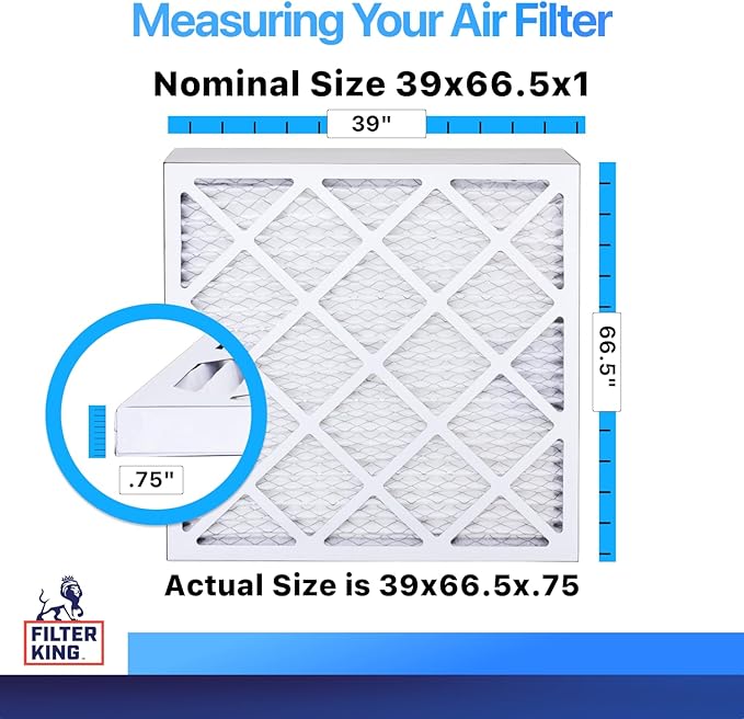 Filter King 39x66.5x1 Air Filter | 4-PACK | MERV 8 HVAC Pleated A/C Furnace Filters | MADE IN USA | Actual Size: 39 x 66.5 x .75"