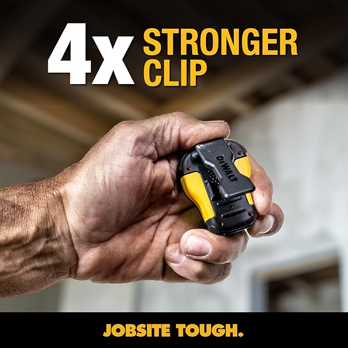 DEWALT Wearable Bluetooth Speaker (Updated Version), Clip-On Wireless Jobsite Pro Water-Resistant Portable Speaker (Non-Magnetic), Built-in Mic for Hands-Free Music/Calls, Bluetooth Speaker (Yellow)