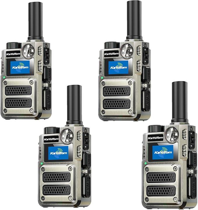 [5000+ Miles Range] Unlimited Range Walkie Talkies 4G LTE Long Range with Nationwide & Global Range via Free SIM Card,SOS Alert Poc Radios for Hiking,Truck Fleet,Construction site（4 Pack）