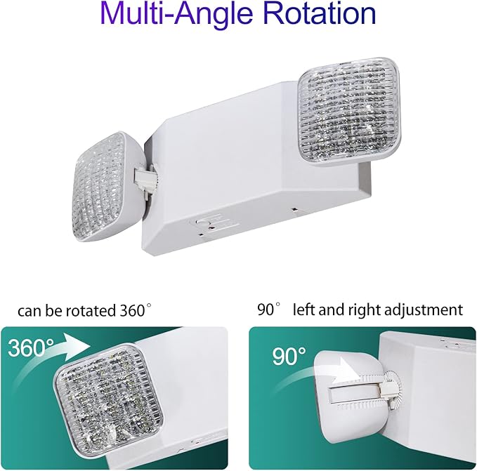 TANLUX LED Emergency Lights with Battery Backup, Two Head Adjustable Commercial Emergency Lights, UL Listed, AC 120/277V, Hardwired Emergency Exit Light Fixtures for Business - 4 Pack(White)