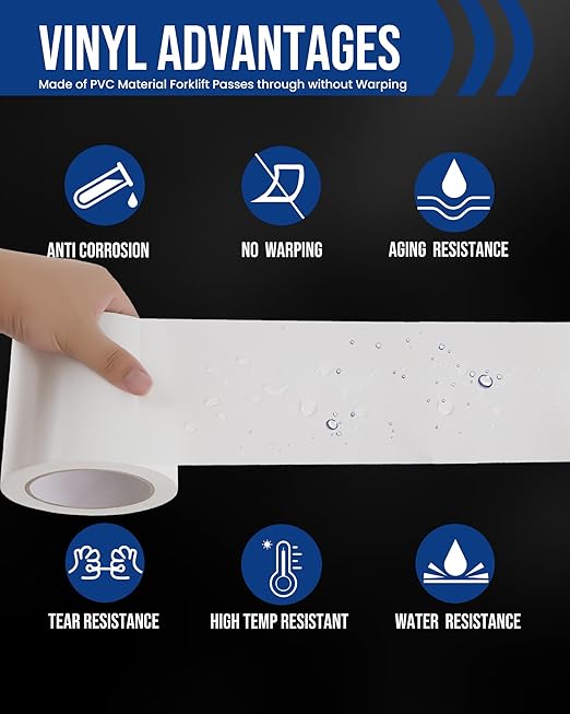 Lichamp 3 Rolls Vinyl Tape, Premium Safety Marking and Traffic Floor Marking Tape, Bundling, Social Distancing, 4 Inch x 36 Yards per Roll, 108 Total Yards, White