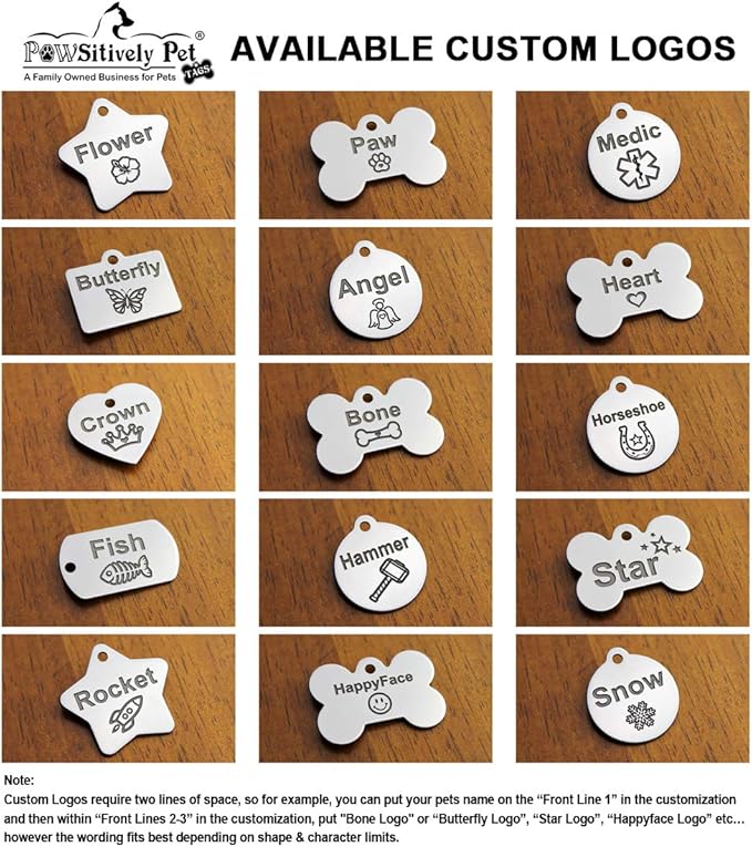 DEEP Custom Stainless Steel Pet ID Tags Front and Back Engraved Dog Tags Personalized for Dogs and Cats (Round 1-1/4"X1-1/8)