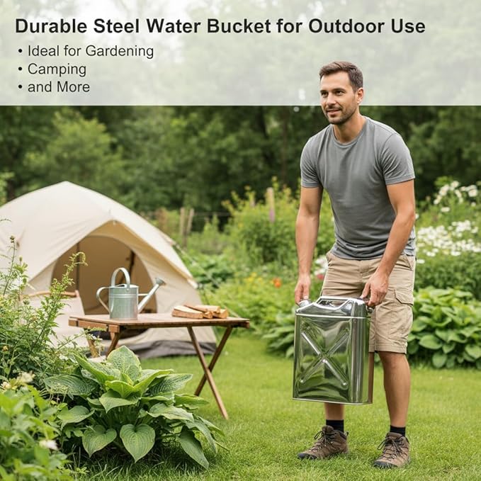 5 Gallon Stainless Steel Water Jug, Portable Camping Water Tank with Spigot, Leak-Proof Hydration Container for Outdoor, Hiking, RV, Emergency Water Storage