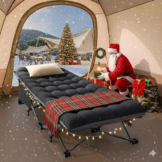 Slsy Oversized XXL Folding Camping Cot for Adults with Pad, Padded Portable Sleeping Cots, Camp Bed with Carry Bag for Outdoor Travel, Beach, Hiking