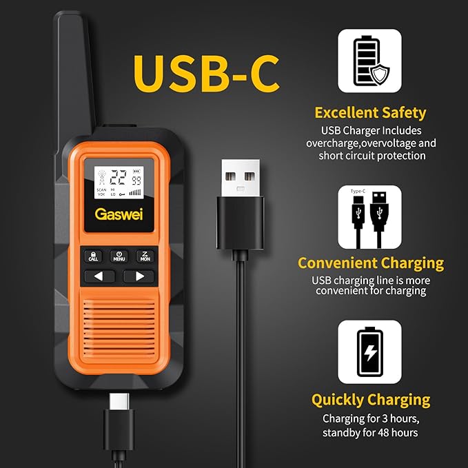 G2pro Walkie Talkies Long Range for Adults, Waterproof, Shock Resistant & Rechargeable Two-Way Radio with VOX 2 Pack(Orange)