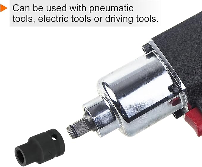 HARFINGTON 12-Point Impact Socket 1/2 Inch Drive 10mm Metric Cr-V Shallow Impact Socket Nut Driver Wrench for Auto Repair
