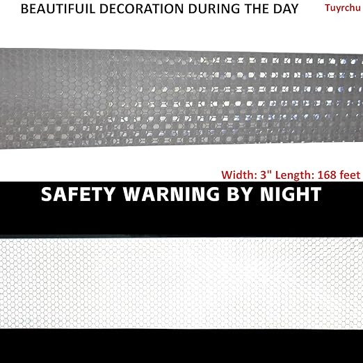 White Reflective Tape Outdoor Waterproof 3 inch Wide, High Visibility Warning Industrial Marking Tape,Safety Stickers (168 feet)