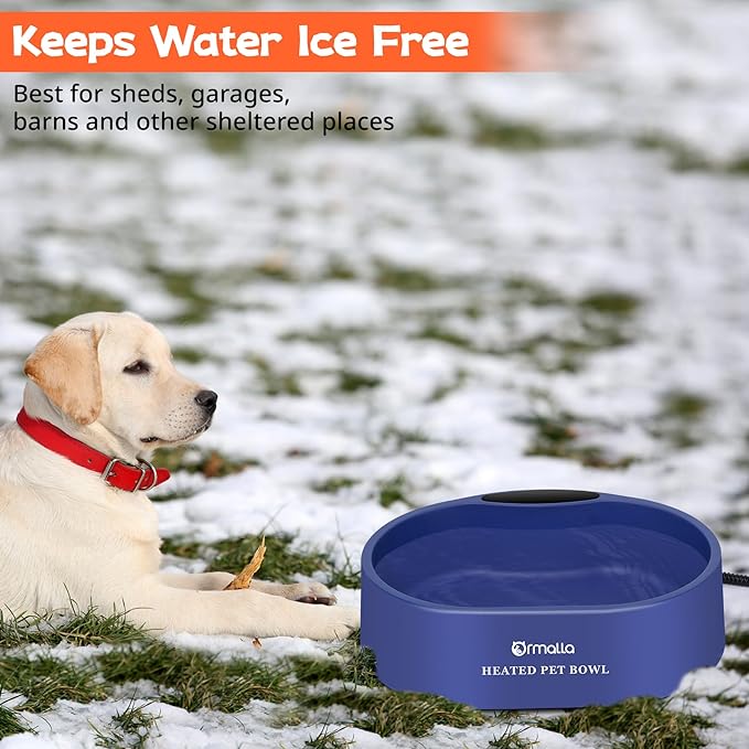 Heated Dog Water Bowl, Large Capacity 125oz Outdoor Heated Pet Bowl for Dog, Cat, Chicken and Squirrel, Thermal Bowl with Chew Resistant Power Cord, 35W