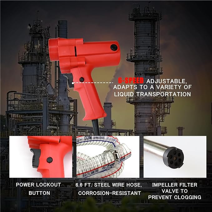 1980W Electric Fuel Transfer Barrel Pump, 110V 11000RPM,for 55Gallon Electric Transfer Pumps with 36in Stainless Steel Tube and 6.6ft Steel Wire Hose, for Diesel,Lubricants,Slightly Viscous Liquids