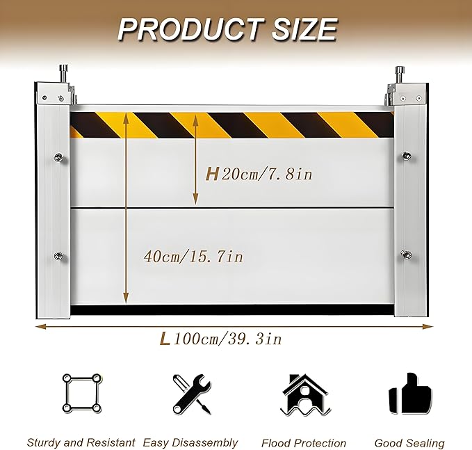 Flood Barriers for Home Exterior - Aluminum Alloy Outdoor Garage Doors Water Barriers for Flooding,H15.7 Inch/L6FT