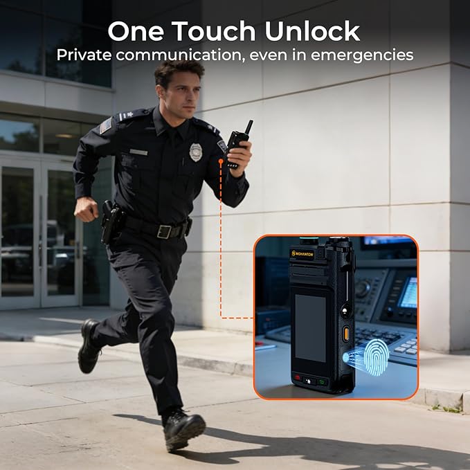 HP-87 PoC Android Rapid Walkie Talkies with Lifetime Free SIM, 4G LTE Global Unlimited Range Two-Way Radios, Fingerprint Unlock Radios Walkie Talkies with GPS, Voice Recorder, 2pcs