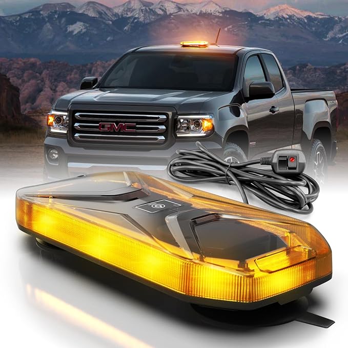 Agrieyes Magnetic Strobe Light for Trucks, 68 LED Amber Emergency Light Bar for Vehicles, Smoked LENS Beacon Flashing Warning Security Caution for Plow, Snow, Trailer, Tractor Safety Waterproof