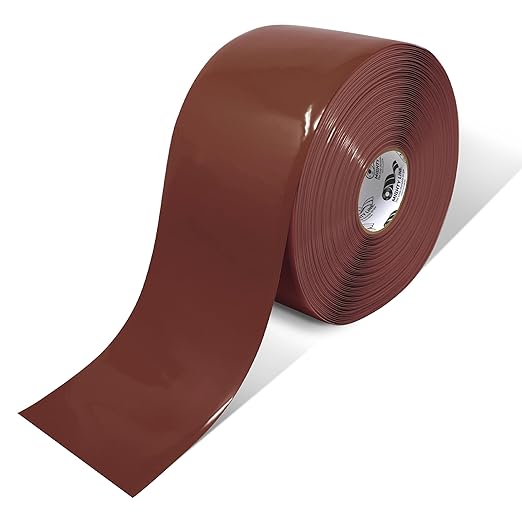 Mighty Line Solid Floor Marking Tape for Safety, Caution, Warning, Heavy-Duty, Peel and Stick Adhesive, Beveled Edge Design, Industrial Quality, 6 inch, 100' Roll, Brown