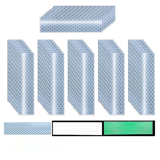 Glow in The Dark Reflective Stickers 1 inch X 4 inch for Truckskes, Warning Strong Safety Adhesive Reflective Strips (60 Pcs)