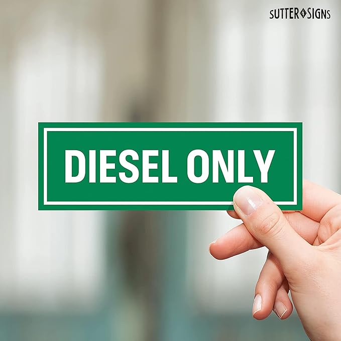 Sutter Signs 3pc Diesel Only Stickers for Fuel Tank | Weatherproof Adhesive Decals for Trucks, Tractors, Fuel Cans, Gas Caps