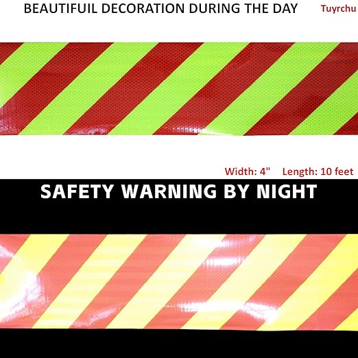 Industrial Non Fading Reflective Tape 6 inch Wide, Outdoor Waterproof High Visibility Safety Caution Adhesive Reflector Strips (10 feet)