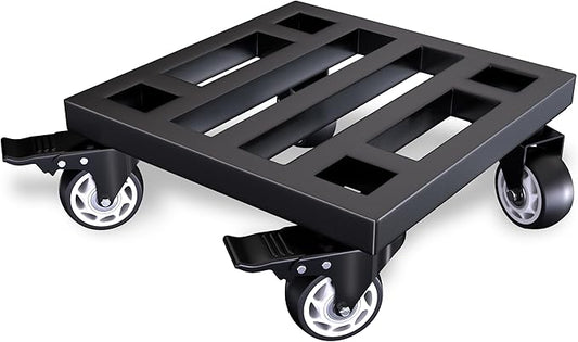 Metal Furniture Utility Dolly, 14" x 14" Heavy Duty Moving Dolly with Locking Wheels, 800lbs Capacity Compact Mobile Base for Home Office, Workshop, Garage, Black