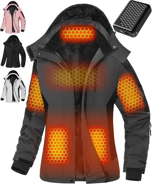 Wulcea Graphene Heated Jacket For Women 12V 18400mAh Fast Charge With Large Capacity