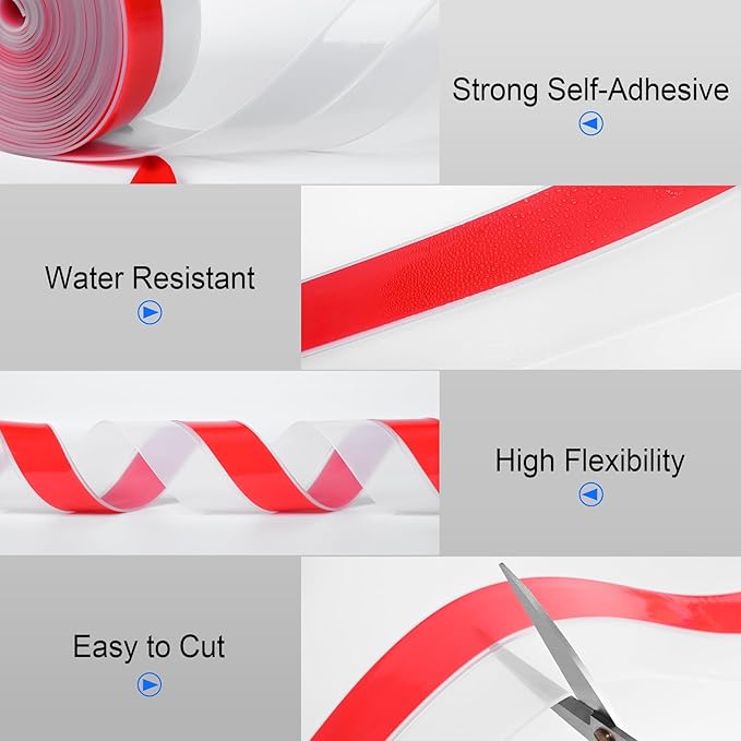 ToLanbbt Weather Stripping Silicone Door Seal Strip 2 in x 40 ft Door Draft Stopper Self Adhesive Door Draft Tape, Side & Bottom Gaps Insulation Strip for Glass Shower Door Sliding Door Window, Clear