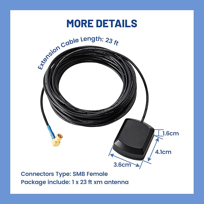 Anina 23FT Sirius XM Radio Antenna with Magnetic Compatible with All Sirius and XM Satellite Radio Receiver, GPS Antenna