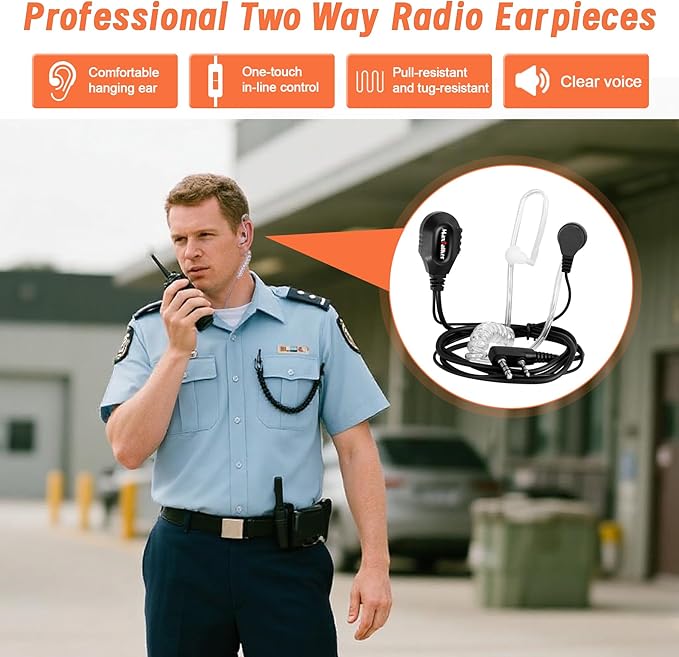 MT-5X Walkie Talkies Long Range for Adults, 2 Way Radio with Conduit Earpiece, Radios Walkie Talkies with Rechargeable Type-C Charging Battery, Two Way Radio for Family, Camping, School（6 Pack）