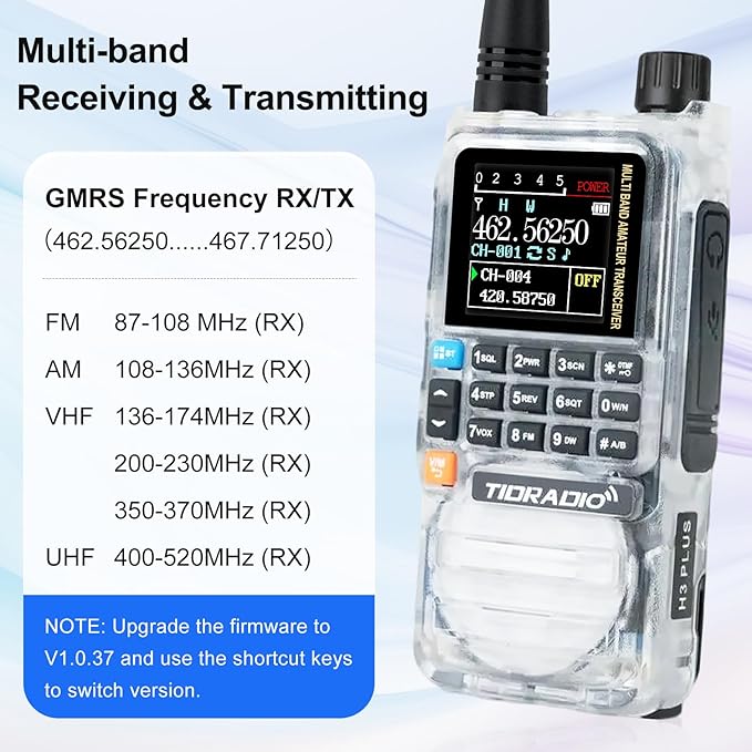 TIDRADIO TD-H3 Plus GMRS Radio Handheld Long Range Walkie Talkies USB-C Charging & Wireless Programming Rechargeable Two Way Radios 2500mAh Battery NOAA Weather Radio Frequency Copy - 2 Pack Crystal