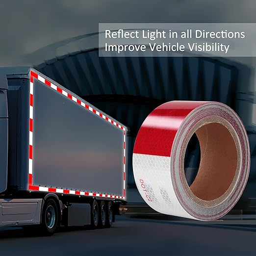 LLPT Reflective Tape 1/2” x 33 Ft DOT-C2 High Visibility Safety Tape Flexible Waterproof Intense Reflector for Trailer Truck Car RV Boat Camper Color Yellow (RT053Y)