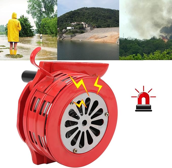 Hand Crank Siren, 120DB Loud Manual Operated Metal Alarm with Portable Hand Held Design, for Factories Schools Troops Emergency Safety