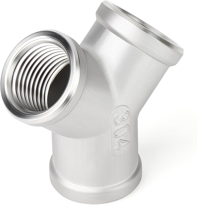 TAISHER 5PCS 304 Stainless Steel Y Shape 3 way Pipe Fittings, 1/2" x 1/2" x 1/2" NPT Female Pipe Fittings