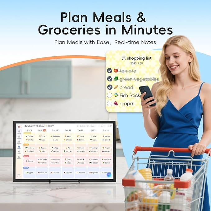 Upgraded Smart Digital Calendar Chore Chart with Digital Picture Frame feature, 15.6" HD Touchscreen Wall Calendar, No Subscription Required, Great for Organizing Your 2026 Calendar