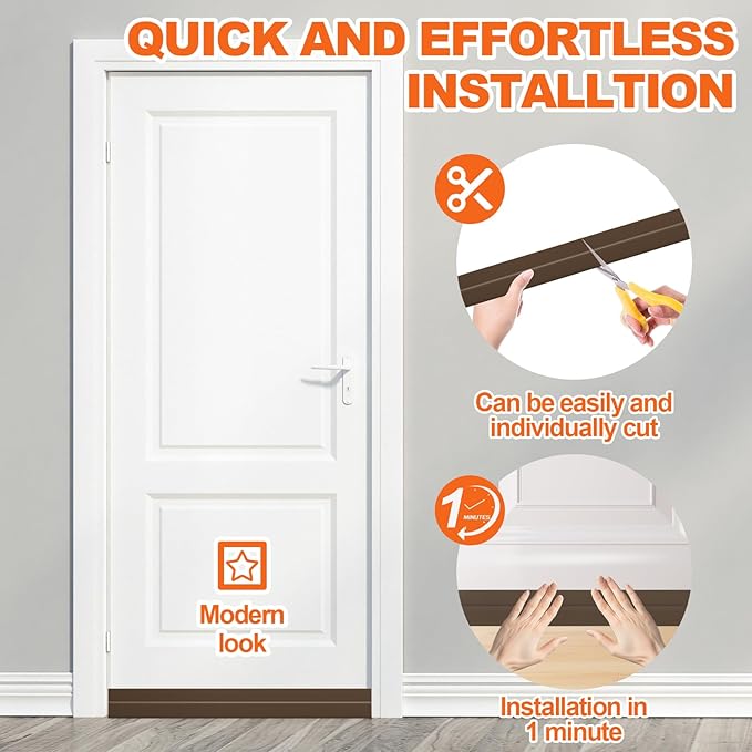 Door Draft Stopper, Door Sweep for Bottom of Door, Weather Stripping Door Seal, Under Door Gap Filler, Under Door Draft Blocker Soundproof/Insulator, Door stoppers (Brown, 78‘’)