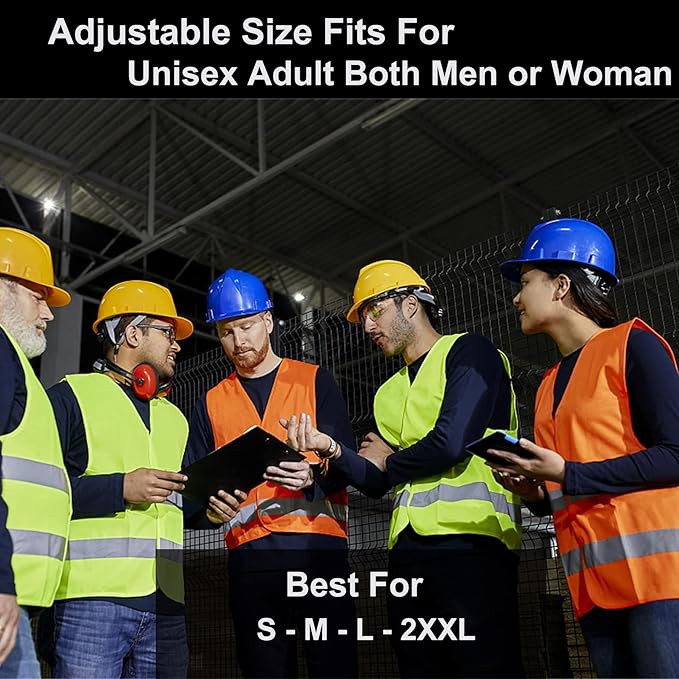 Safety Vests 10 Pack - Black Reflective High Visibility Construction ANSI Class 2 Work Vests for Men,Woman,Hi Vis and Neon Silver Strip
