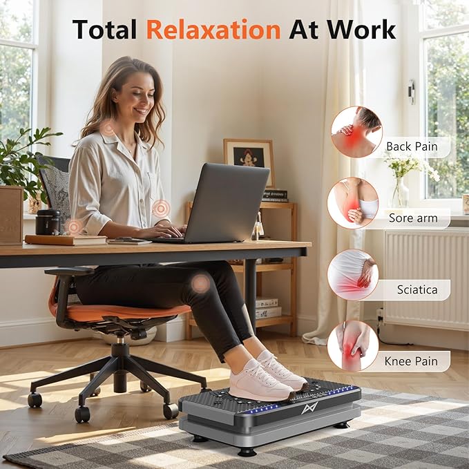 AXV Vibration Plate Fitness Platform Exercise Machine Vibrating Shaking Full Body Shaker Workout Vibrate Stand Shake Board Sport Gym for Weight Loss Fat Burner for Women Men