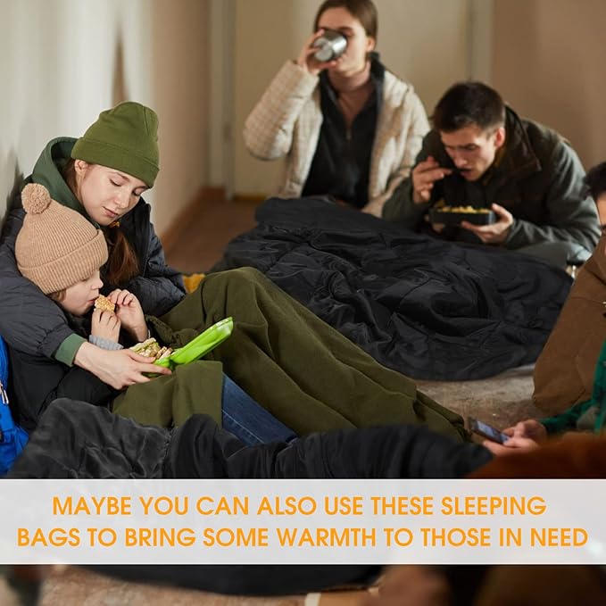 Macarrie 10 Pcs Bulk Sleeping Bags for Homeless Donation Shelter Adults 0 Degree Waterproof Sleeping Bags with Compression Sack for Cold Weather Emergency Hiking Camping Warm
