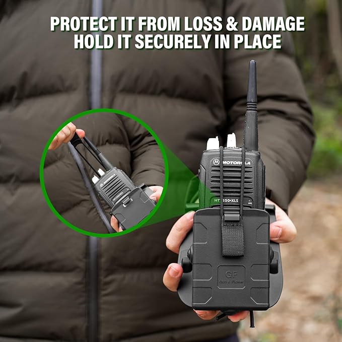GUN & FLOWER Black Universal Radio Holster Compatible with Motorola APX6000, XTS5000, Kenwood TK-2000, Hytera丨Adjustable Paddle for Two-Way Walkie Talkies丨Hard Shell Protection
