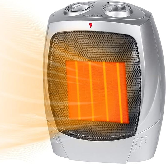 GiveBest Portable Space Heaters for Indoor Use, Ceramic Small Space Electric Heater for Bedroom Office, 1500W/750W with Adjustable Thermostat, Overheat and Tip Over Protection, Heater Fan and Combo