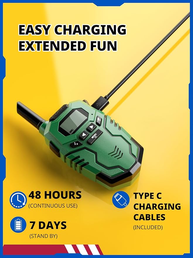 Walkie Talkies Toys for Kids Rechargeable, Long Range 2 Way Radio, Outdoor Camping Games Party Toys for 3 4 5 8-12 Year Old Boys Birthday Xmas Gift for Kids, 3 Pack