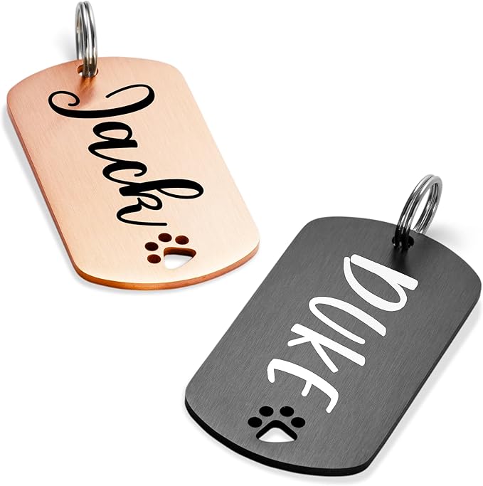 Ultra Joys Dog Tags Personalized for Pets - Hollow Paw Custom Pet ID Tag - Engraved Dog Tag for Small, Large Dogs - Small Military Dog Tag in Rose