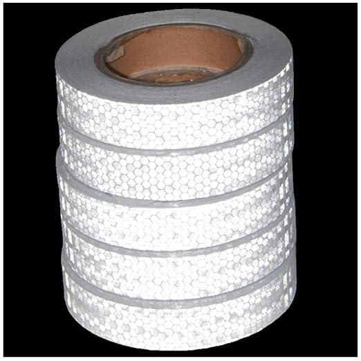 White Reflective Tape Outdoor Waterproof 1 inch Wide, High Visibility Warning Industrial Marking Tape,Safety Stickers (68 feet,5 Rolls)