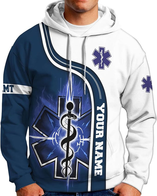 Personalized EMT 3D Shirt, EMT 3D Hoodie, 3D EMS Hoodies for Men, Medical Uniforms EMS Shirt, Emergency Medical Service Shirt