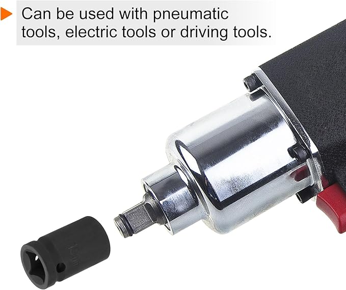 HARFINGTON 12-Point Impact Socket 1/2 Inch Drive 15mm Metric Cr-V Shallow Impact Socket Nut Driver Wrench for Auto Repair