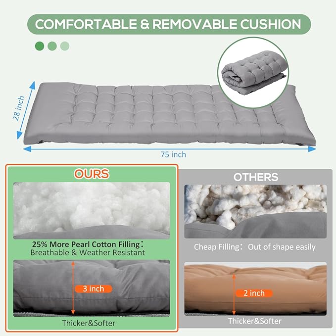 2 Pack Wide Folding Camping Cots with Pillow & Extra Thick 3 Inch Matress, Cots for Sleeping 900 LBS, Camping Bed for Adults with Cushion, Sleeping Cot (Grey)