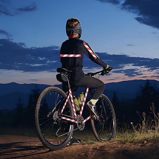 Red White Reflective Tape 12 inch Wide for Truck, Outdoor Waterproof High Visibility Safety Warning Adhesive Strips (66 feet)