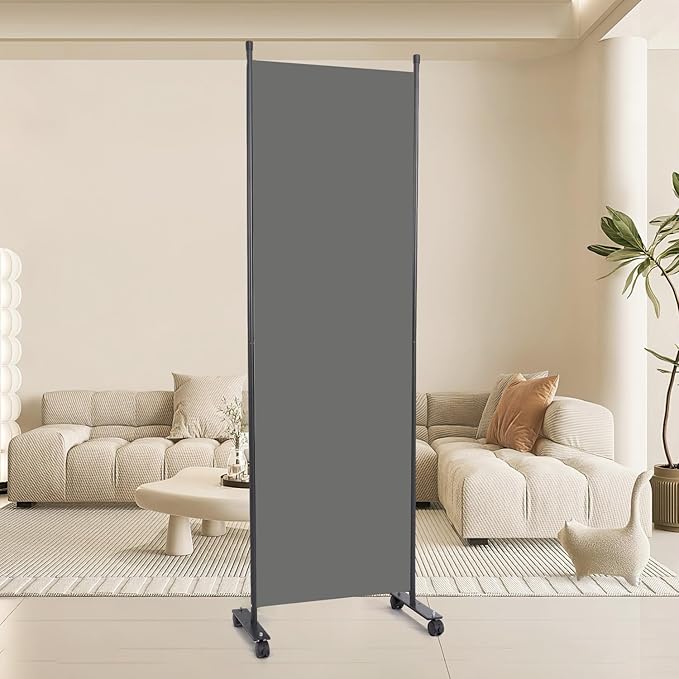 Room Divider 22''W Wall Divider for Room Partition (Heavy Duty Base) 1 Panel Partition Room Dividers, Freestanding Room Divider Screen Separation W/Wheels Folding Privacy Screen Panel Space Separator