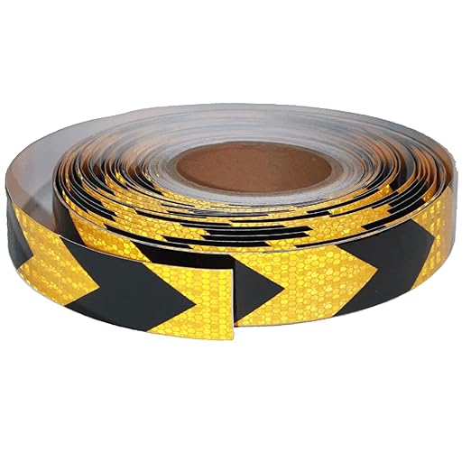 Reflective Tape Yellow Black 1 Inch x 168 Feet, Warning Conspicuity Reflector, Night Safety Sticker for Car Trailer Clothing