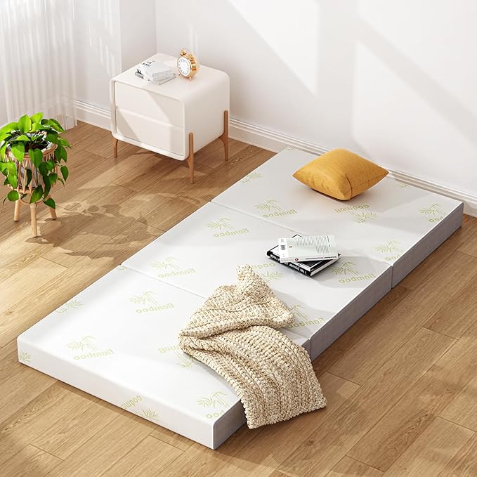 Inofia Twin Folding Mattress, 5 Inch Trifold Memory Foam Mattress with Soft Removable Cover - for Camping, Guest, and Floor Bed - Twin Size (78" x 38" x 5")